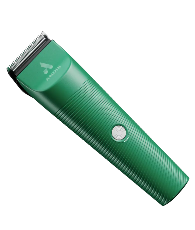 Front view of the green Andis Vida Cordless Clipper on a white background