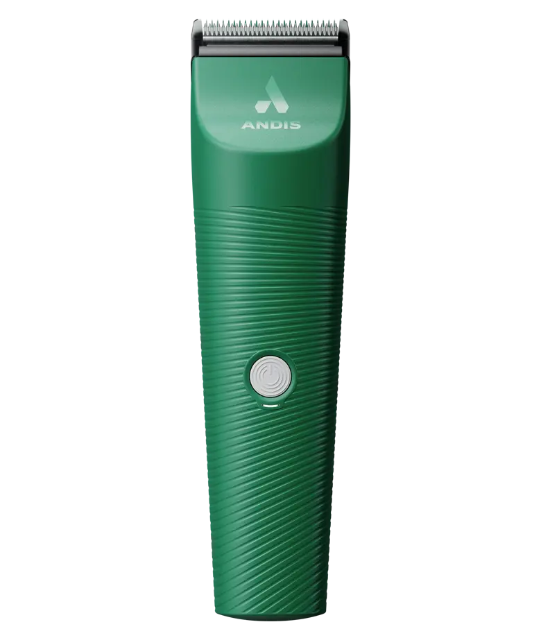 Front view of the green Andis Vida Cordless Clipper on a white background