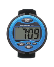 Front view of the blue Nunn Finer Optimum Cross Country Time Watch on a plain background