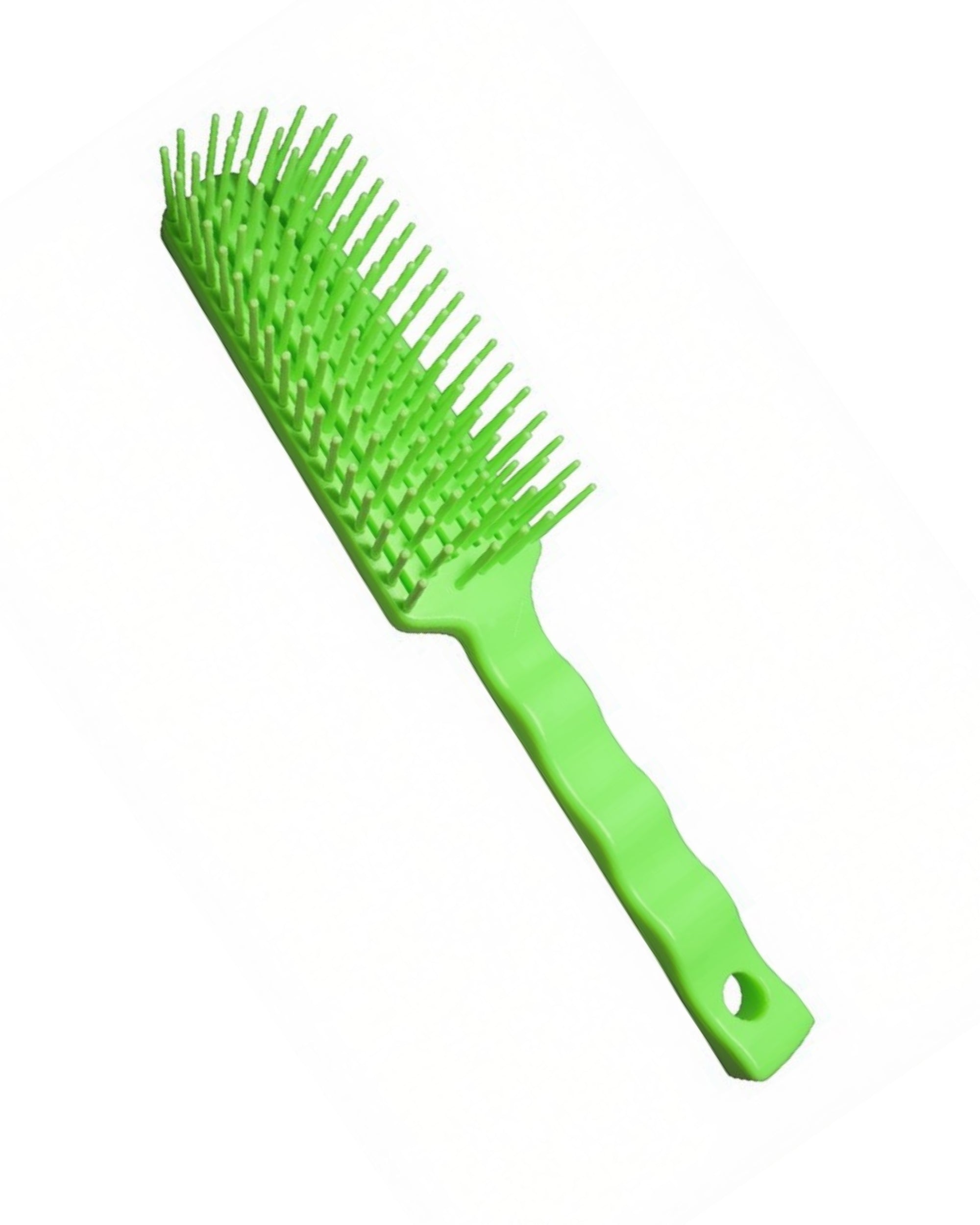 Full view of the green Tangle Wrangler Brush on a white backvground