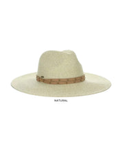 Angled front view of the Natural Dorfman Milano Misa Hat on a white background