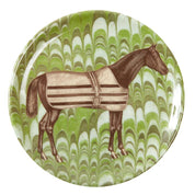 View of the green ThomasPaul Equus Marble Coaster on a white background