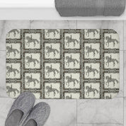 View of the All Designs Equine Dressage Horse Memory Foam Bath Mat on a tile floor