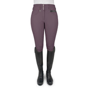 Front view of a model wearing the purple Romfh Isabella Silicone Full Seat Breech on a white background