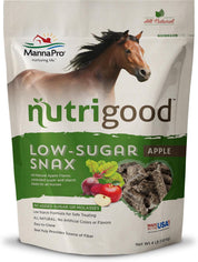 Front view of a 4 lb bag of Nutrigood Low Sugar Snax in the flavor Apple on a white background