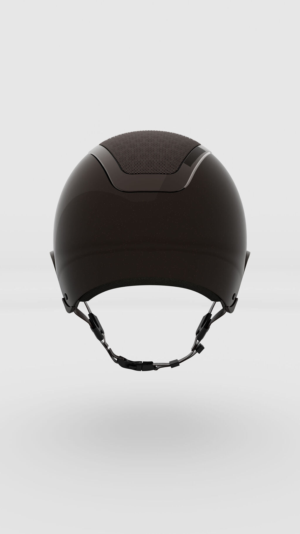 Back view of the espresso Star Lady Pure Shine Helmet on a plain background