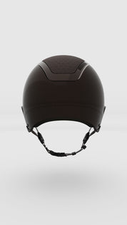 Back view of the espresso Star Lady Pure Shine Helmet on a plain background