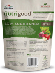 Back view of a 4 lb bag of Nutrigood Low Sugar Snax in the flavor Apple on a white background