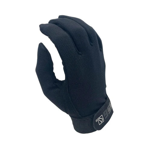 Angled front view of a navy SSG All Weather Glove on a white background