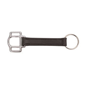 Full view of the black and silver Perri's Leather Halter Keychain on a white background
