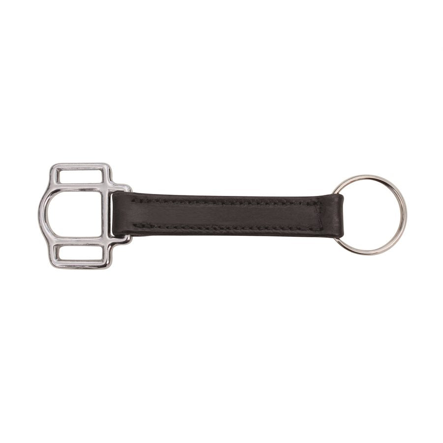 Full view of the black and silver Perri's Leather Halter Keychain on a white background