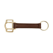 Full view of the havana and brass Perri's Leather Halter Keychain