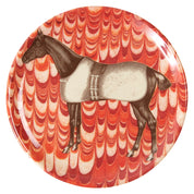 View of the red ThomasPaul Equus Marble Coaster on a white background