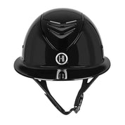 Front view of the black gloss One K Avance MIPS CCS Glossy Helmet on a white background