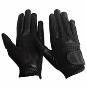 Front and back views of the TuffRider Children's Stretch Leather Riding Gloves