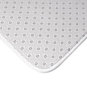 Close-up view of the underside of the All Designs Equine Dressage Horse Memory Foam Bath Mat on a white background