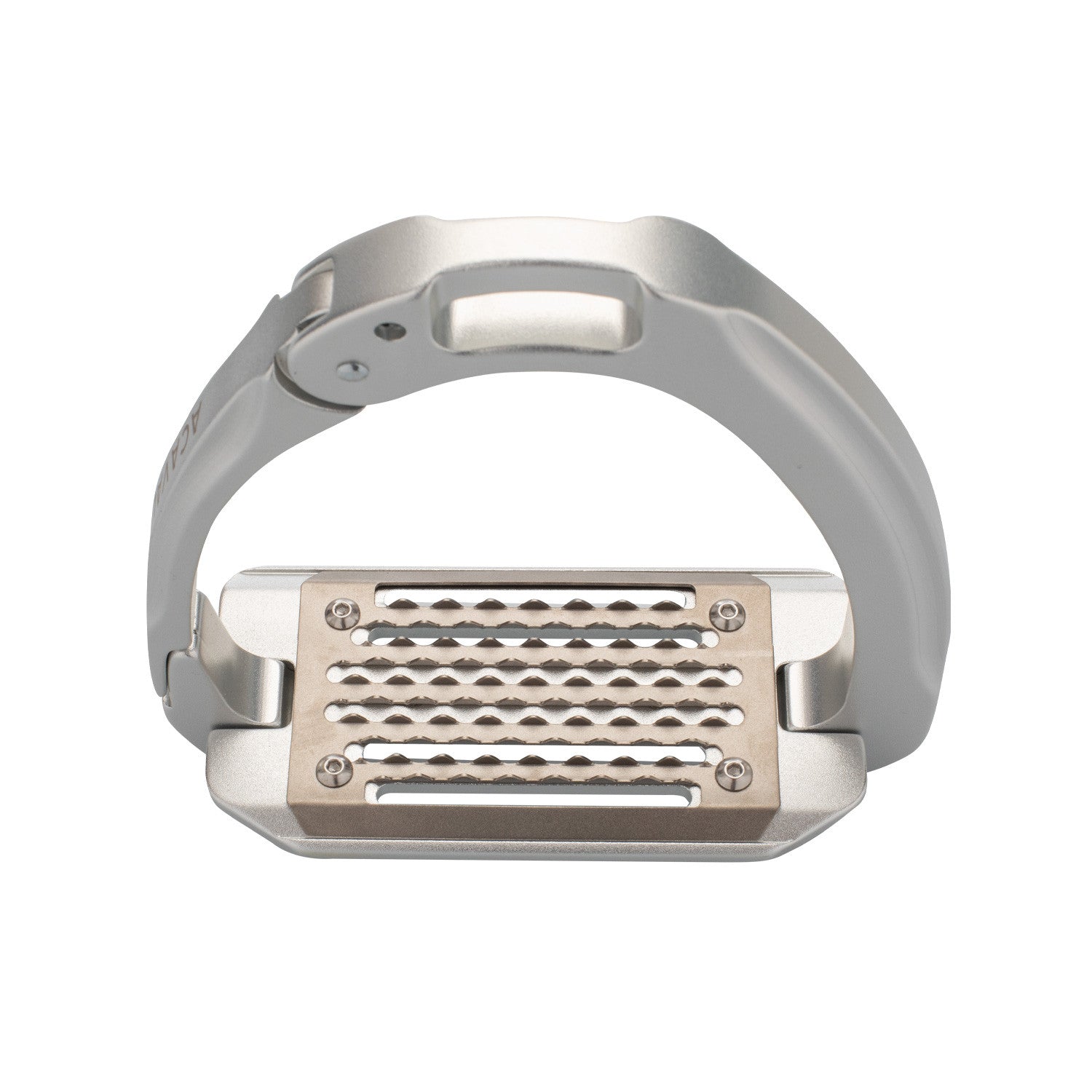 Top view of the aluminum Acavallo Arena AluPlus 2.0 Stirrup on a white background