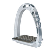 Angled view of the aluminum Acavallo Arena AluPlus Junior Stirrup on a white background