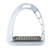 Front view of the aluminum Acavallo Arena AluPlus Junior Stirrup on a white background