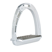 Angled view of the aluminum Acavallo Arena AluPlus Junior Stirrup on a white background