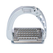 Top view of the aluminum Acavallo Arena AluPlus Junior Stirrup on a white background