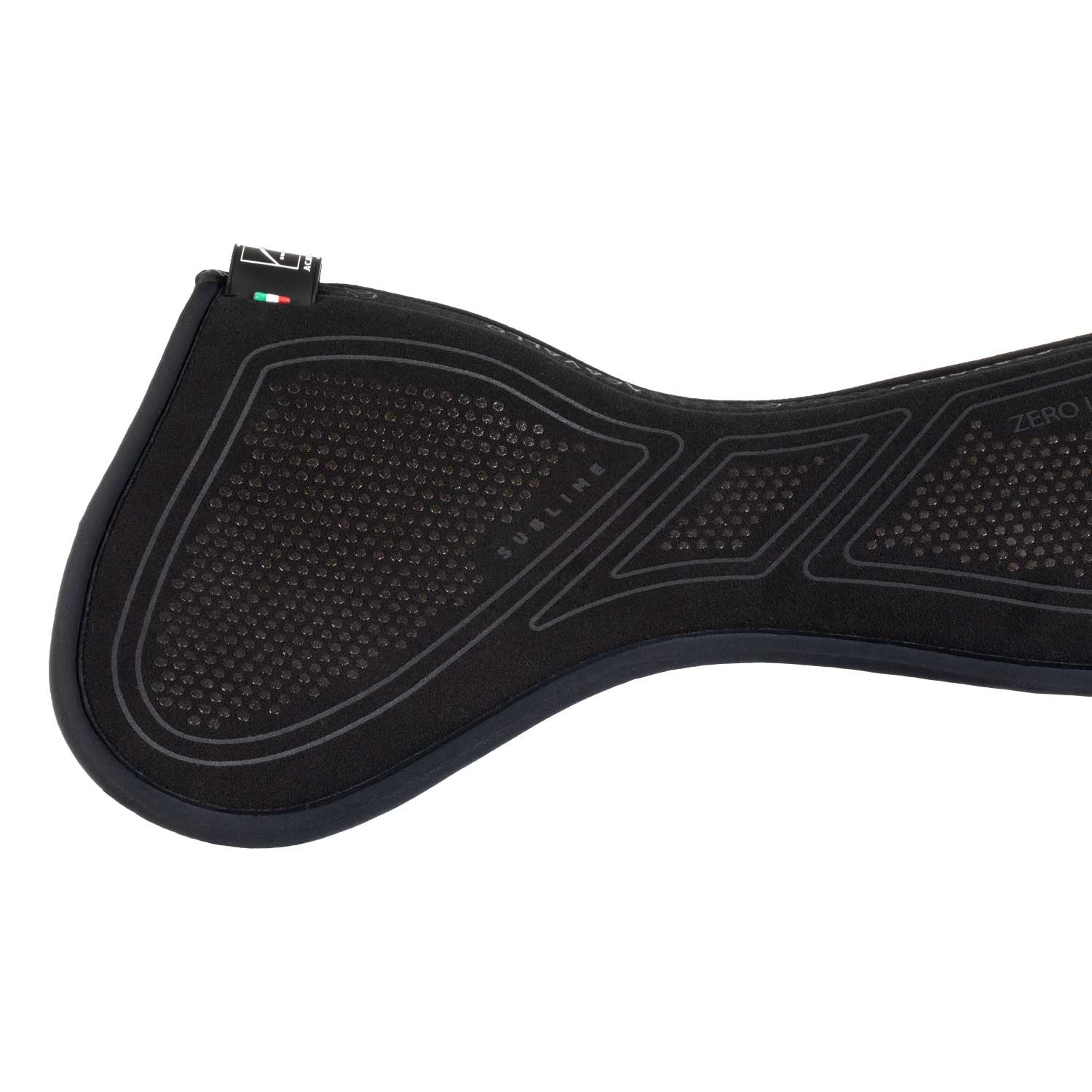 Side view of the black Acavallo Sublime Zero Impact Pad on a white background
