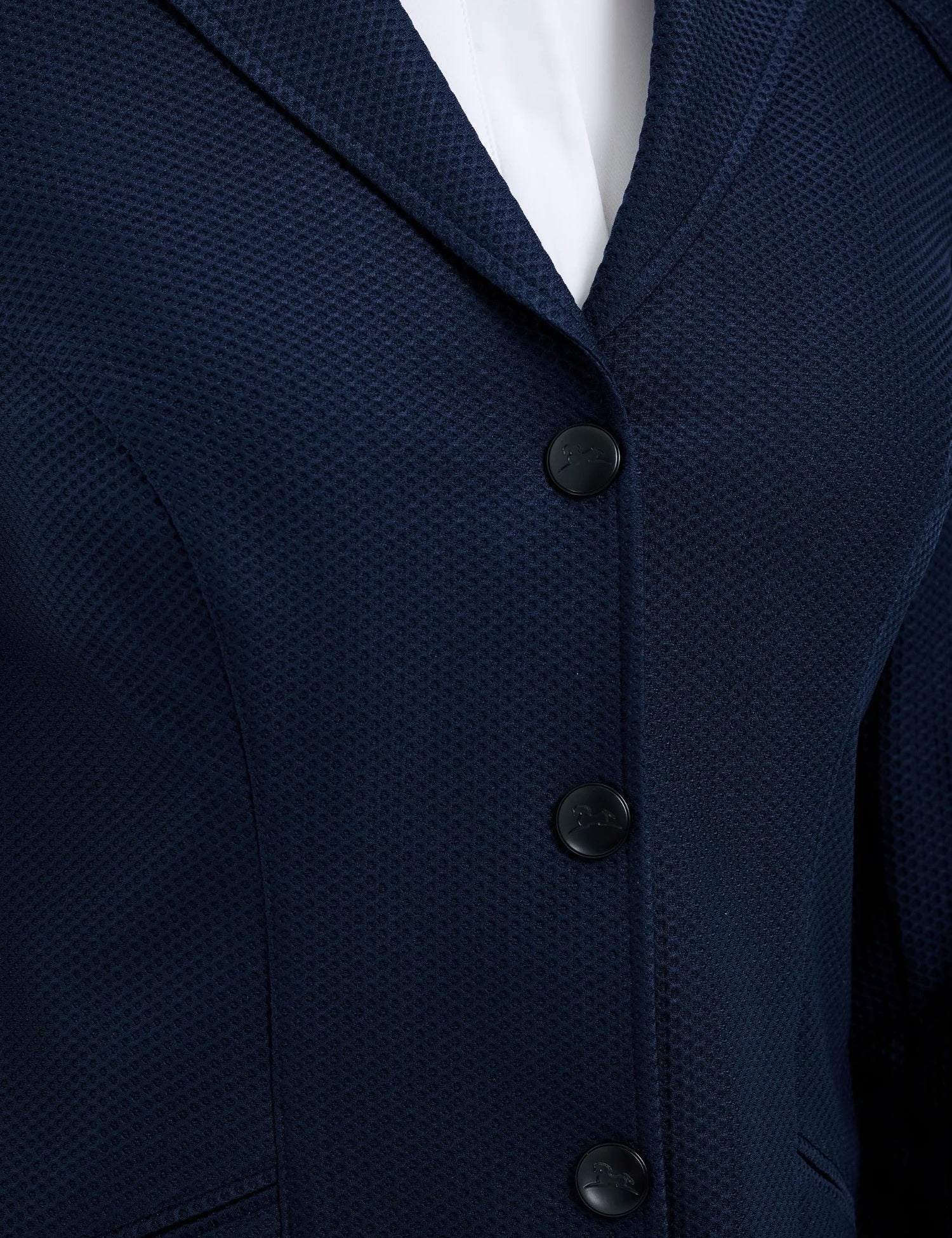 Close-up front view of the navy RJ Classic Addison Air Mesh Coat
