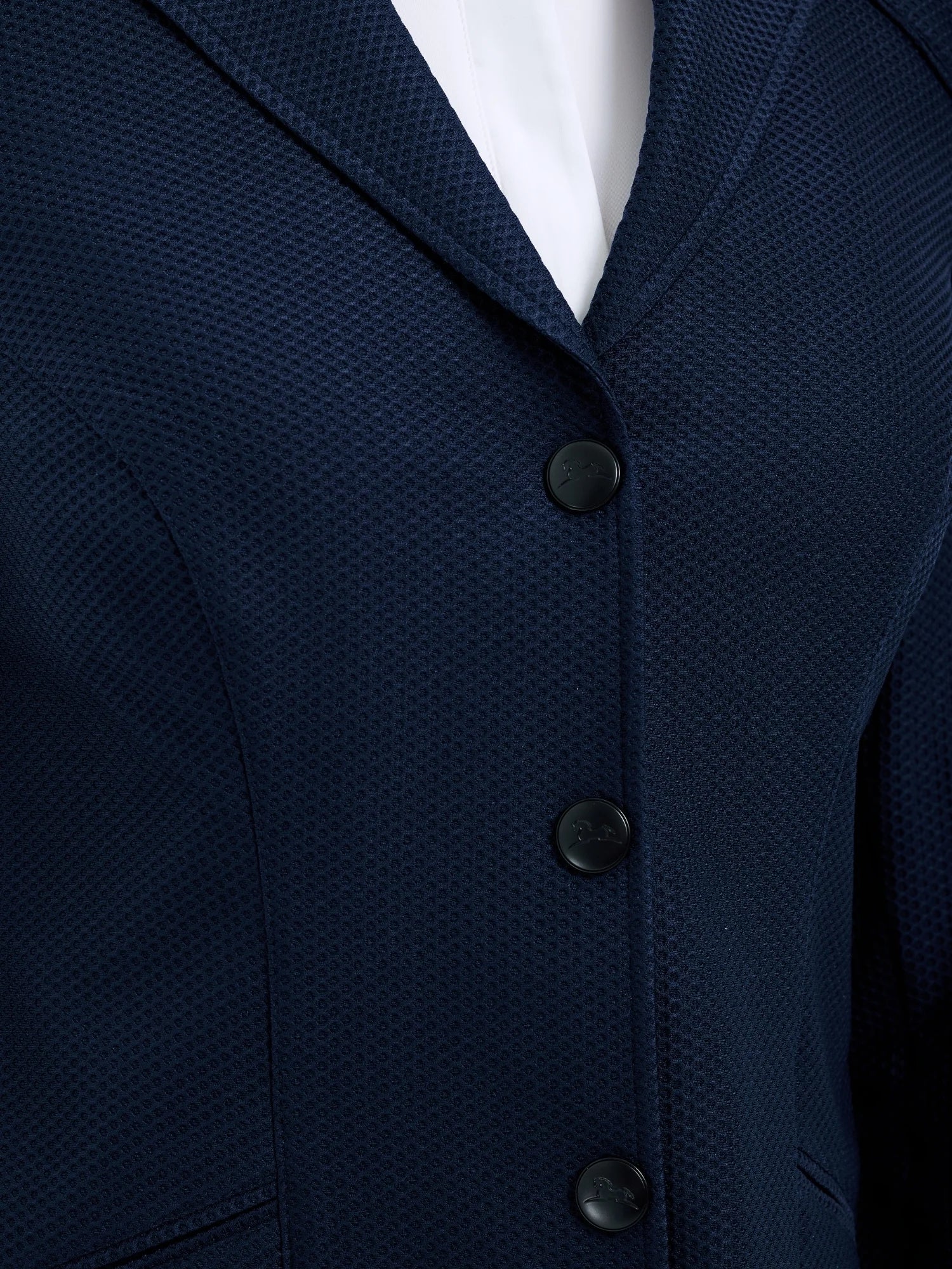 Close-up front view of the navy RJ Classic Addison Air Mesh Coat