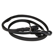 Full view of the black Nunn Finer Sure Grip Reins on a white background