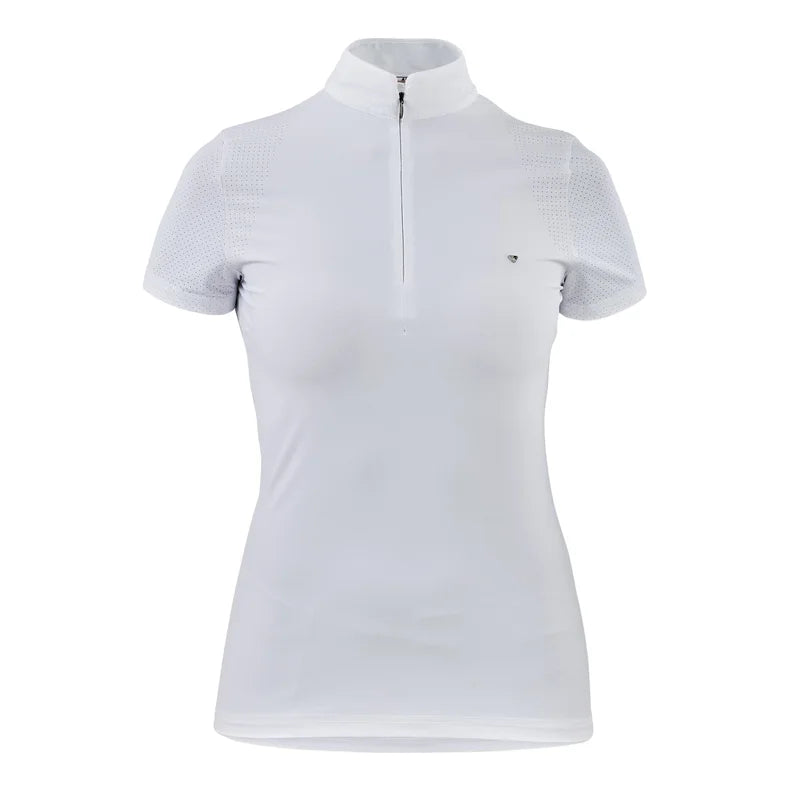 Front view of the Aubrion Walston Show Shirt in white on a white background