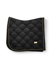 Side view of the Black Equestrian Stockholm Dressage Pad on a white background
