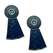 Front view of a pair of Blue Ribbon Dubois Cheval Number Pin Charm on a white background