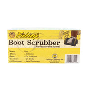 Back view of the box for Fiebing's Boot Scrubber on a white background