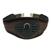 Front view of the brown Majyk Equipe Ergonomics EZ All Purpose Girth on a white background