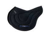 Side view of the black Correct Connect XC Mesh Saddle Pad on a white background