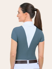 Back view of RJ Classics Celeste Show Shirt in Atlantic showing white back panel