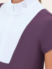 Close-up of RJ Classics Celeste Jr. Show Shirt in grape showing white collar and front bib