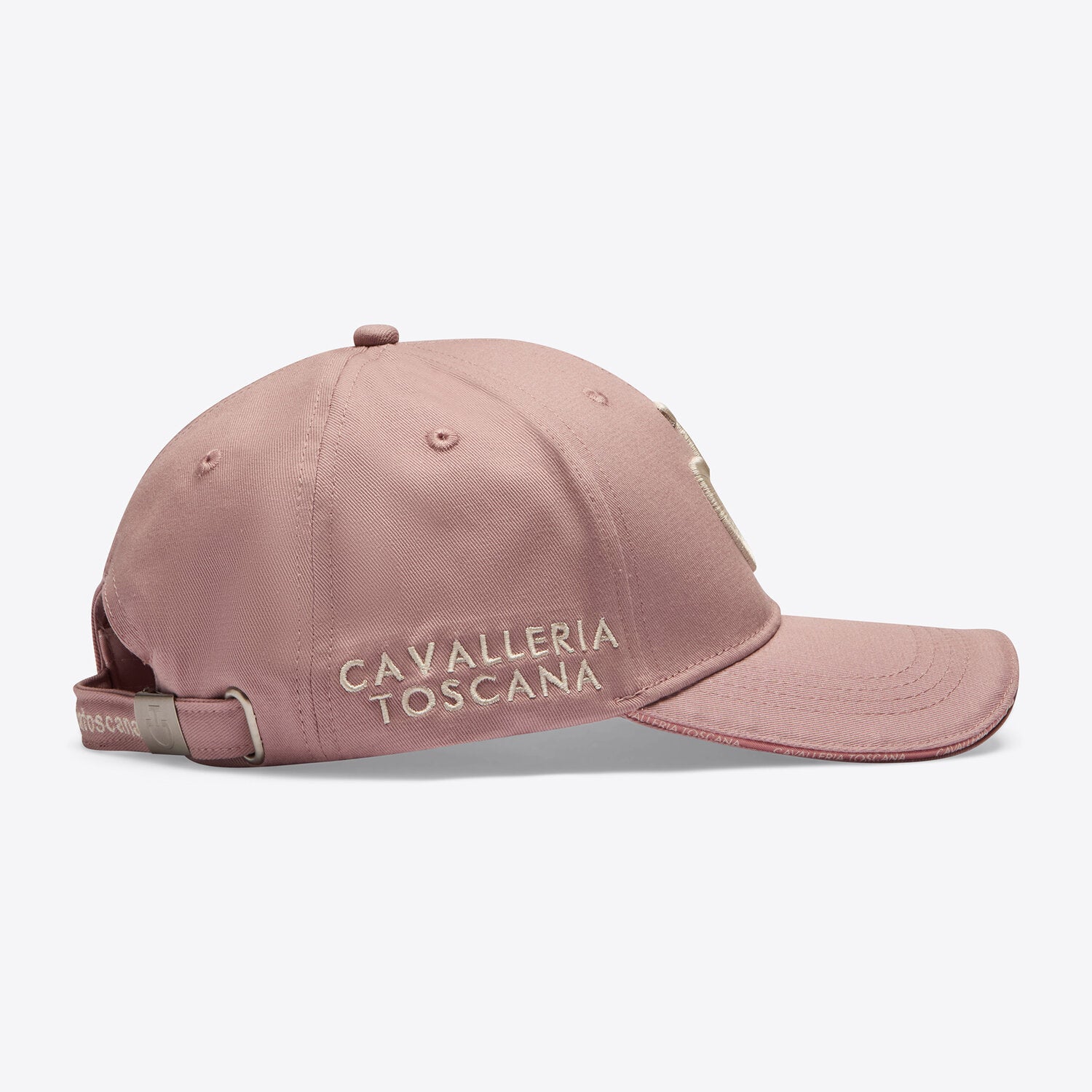 Cavalleria Toscana violet/brich baseball cap, side view with curved brim and adjustable back strap
