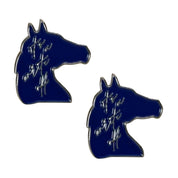 Front view of a pair of "It's A Write Off" Dubois Cheval Number Pin Charm on a white background