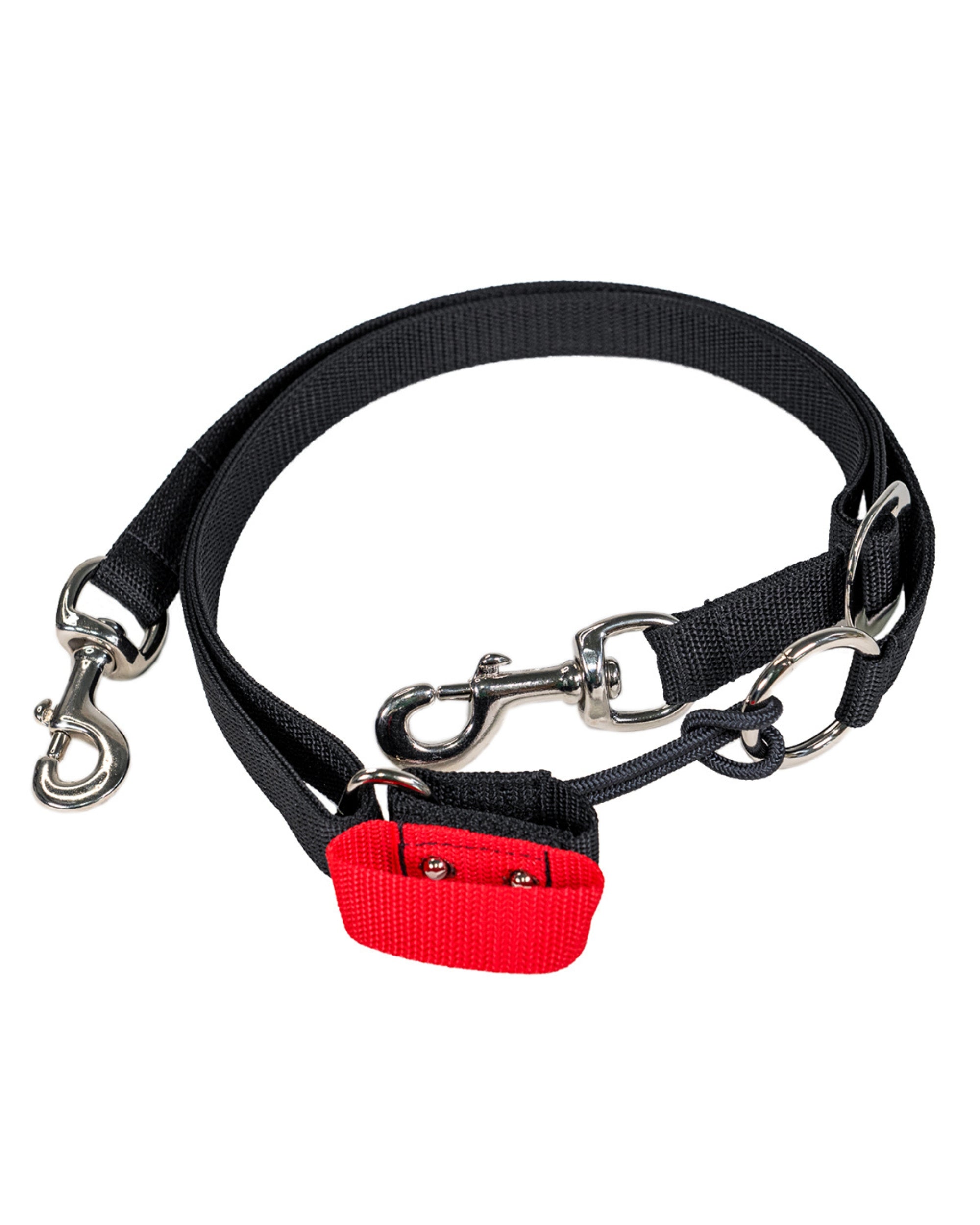 Full view of the red Nunn Finner Rapid Release Cross Tie on a white background