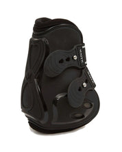 Side view of the black Majyk Equipe Boyd Martin Stadium Hind Jump Boot with ARTi-LAGE Technology on a white background