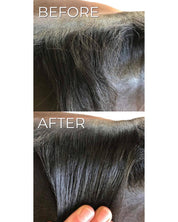Infographic showing a horse's mane before and after using Hairy Pony Plaiting Taming Wax