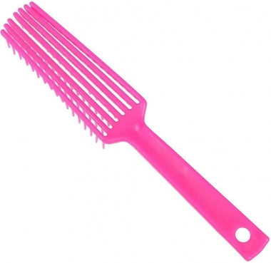Full view of the pink Tangle Wrangler Brush on a white backvground