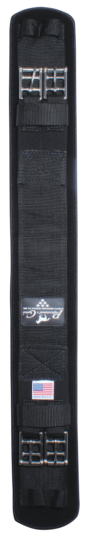 Full view of the black Professional's Choice VenTech Dressage Girth on a plain background