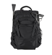 Front view of the black EquiFit Rider Backpack on a white background