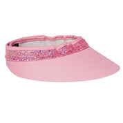 Side view of the pink pizzazz EquiVisor Glitz Sun Visor on a white background