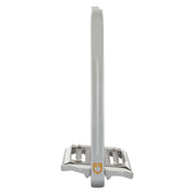 Side view of the silver Equestro Pro HPS Stirrup on a white background