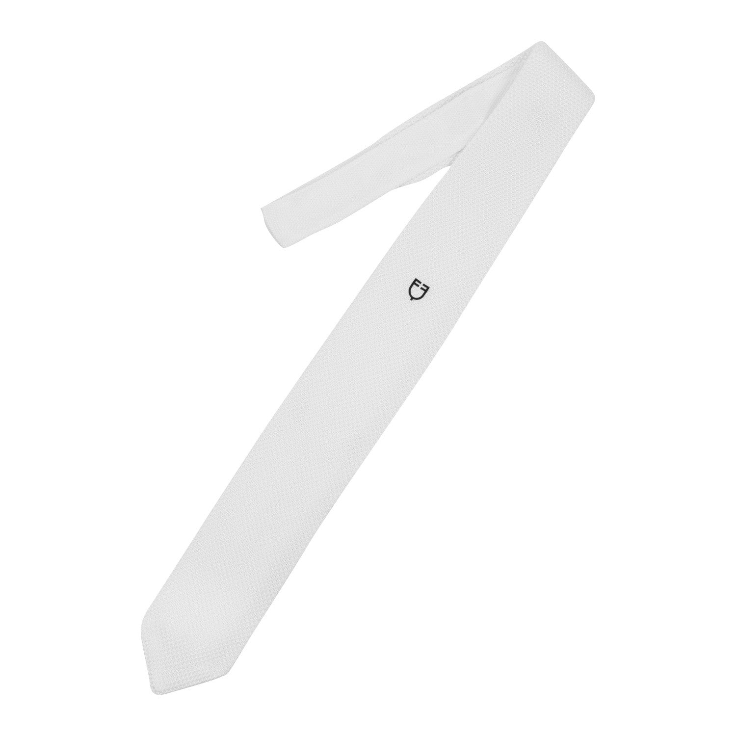 Full front view of the Equestro Men's Logo Tie in white on white background