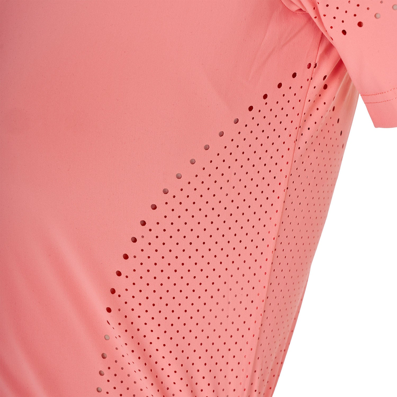 View of the underarm perforations in the Equestro Women's Training T-Shirt In Technical Fabric With Micro-Holes in pink