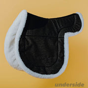Underside side view of the Ecogold Secure Hunter Pad on a yellow background
